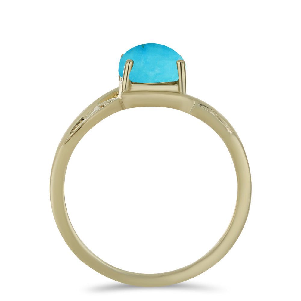 Anillo de Plata Bañada en Oro con Turquesa Bella Durmiente 2 