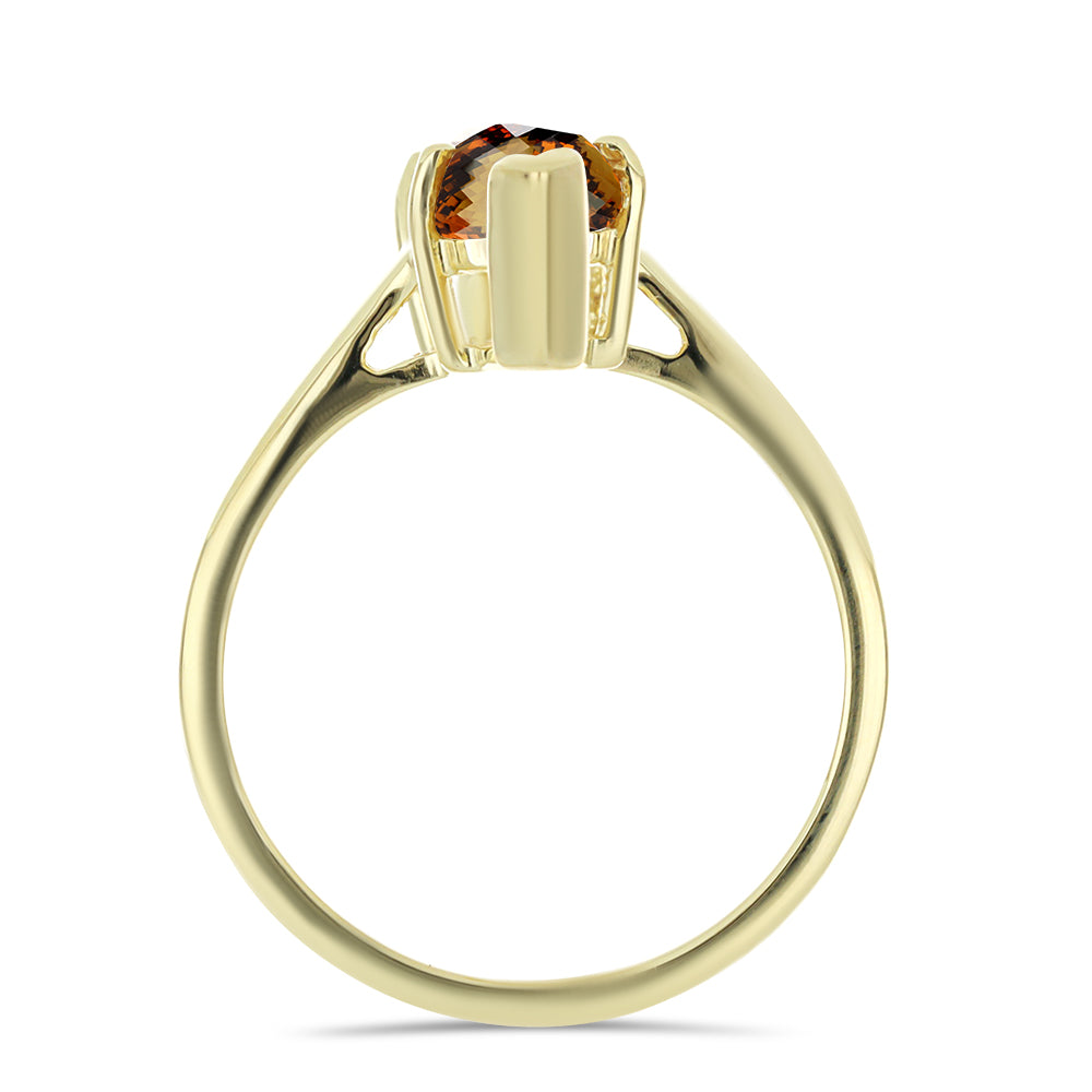 Anillo de Plata Bañada en Oro con Cuarzo Coñac