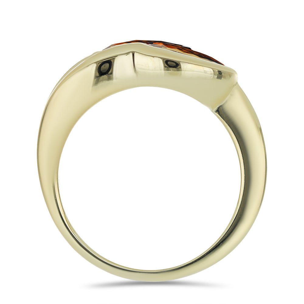 Anillo de Plata Bañada en Oro con Cuarzo Coñac 2 