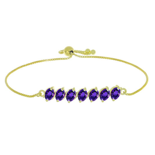 Pulsera de Plata Bañada en Oro con Amatista de Marruecos