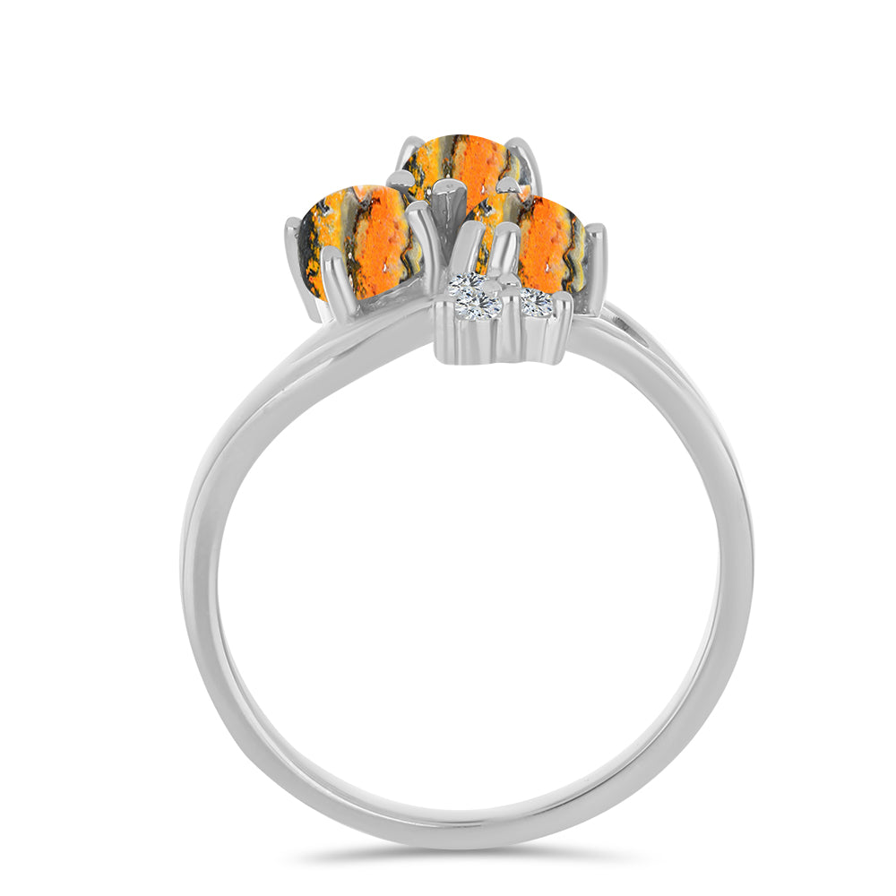 Anillo de Plata con Jasper de Bumble Bee y Topacio Blanco 2 