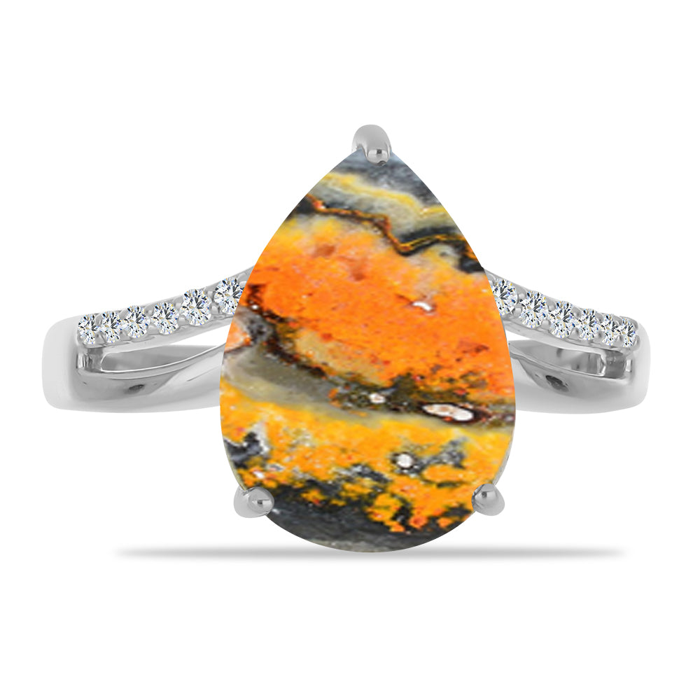 Anillo de Plata con Jasper de Bumble Bee y Topacio Blanco 1 