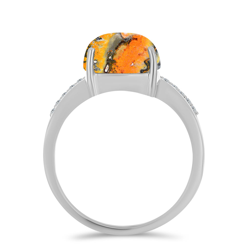 Anillo de Plata con Jasper de Bumble Bee y Topacio Blanco 2 