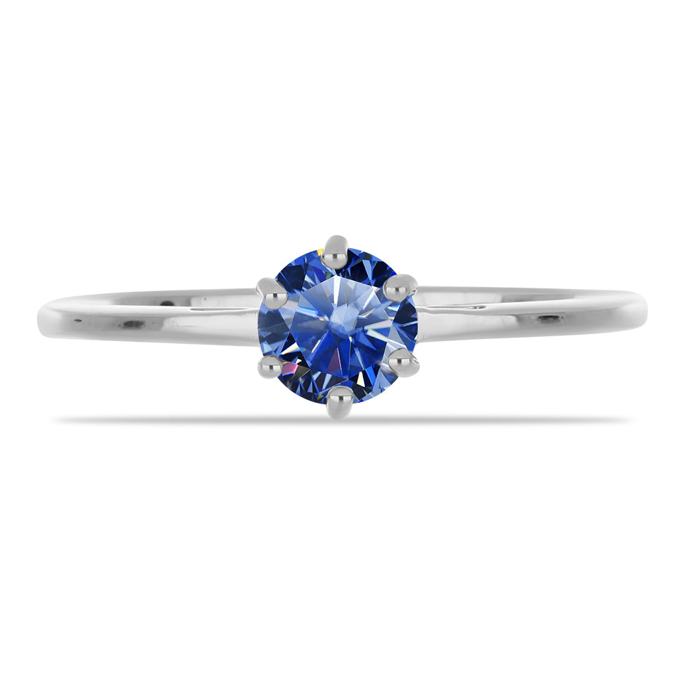 Anillo de Plata con Moisanita azul real certificado y cultivado en laboratorio 1 