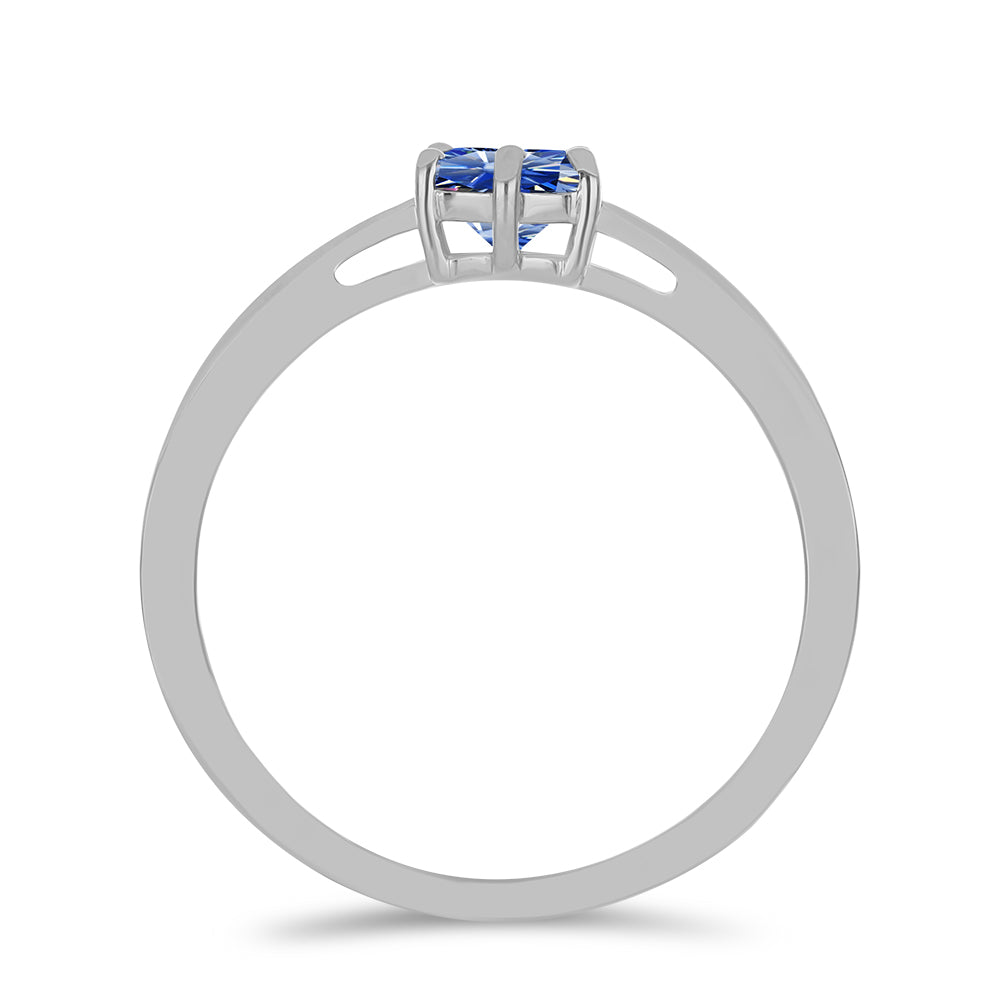 Anillo de Plata con Moisanita azul real certificado y cultivado en laboratorio 2 