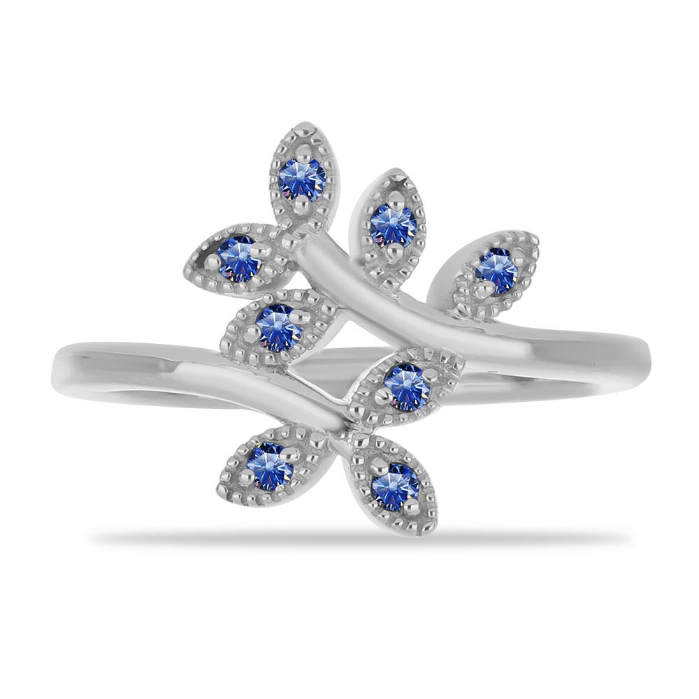 Anillo de Plata con Moisanita azul real certificado y cultivado en laboratorio 1 