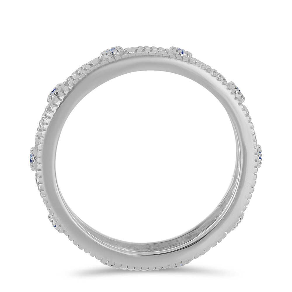 Anillo de Plata con Moisanita azul real certificado y cultivado en laboratorio