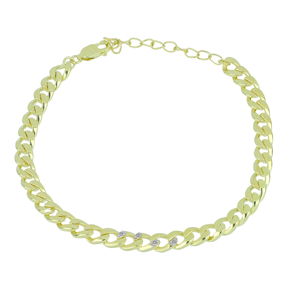Pulsera de Plata Bañada en Oro con Diamante blanco