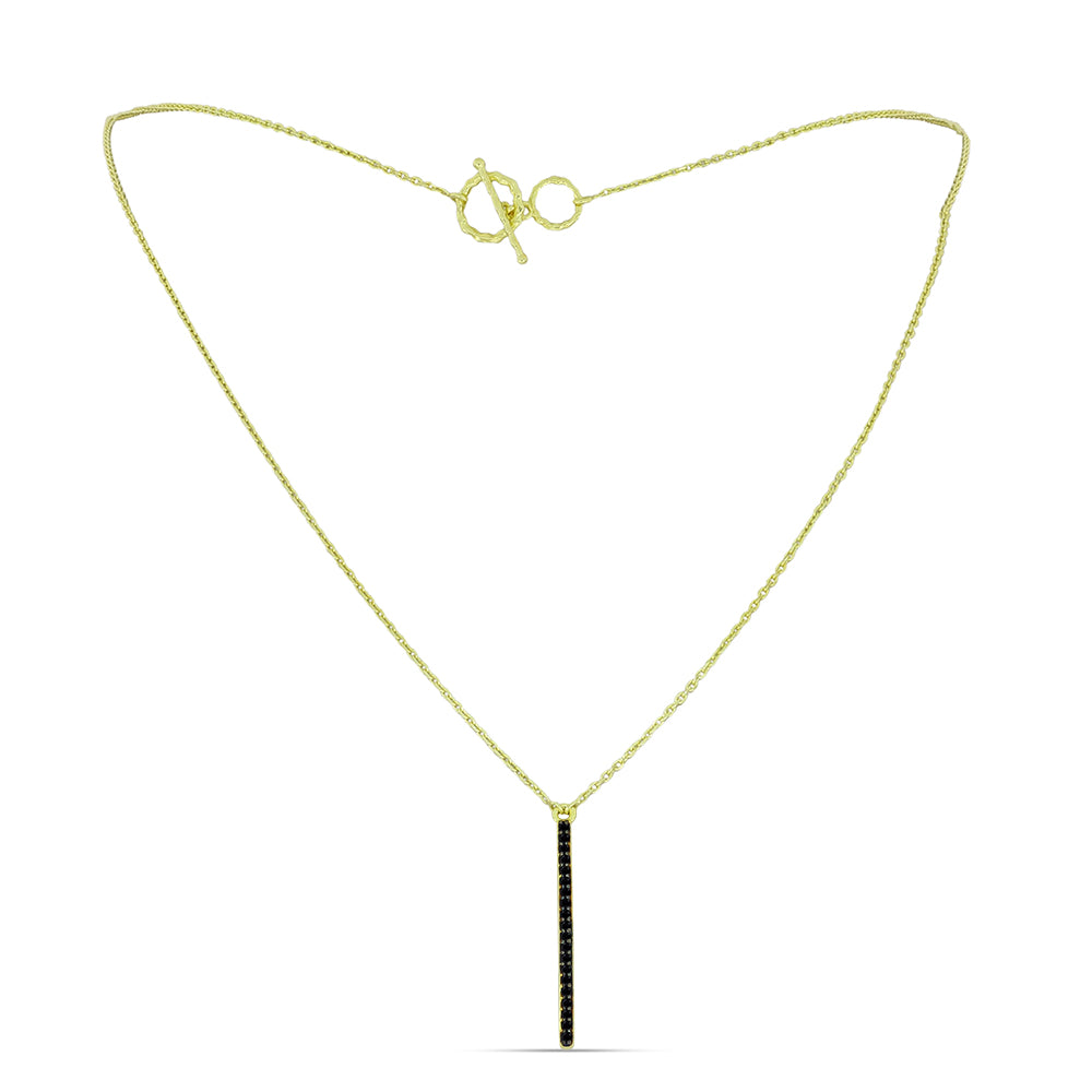 Collar de Plata Bañada en Oro con Espinela Negra