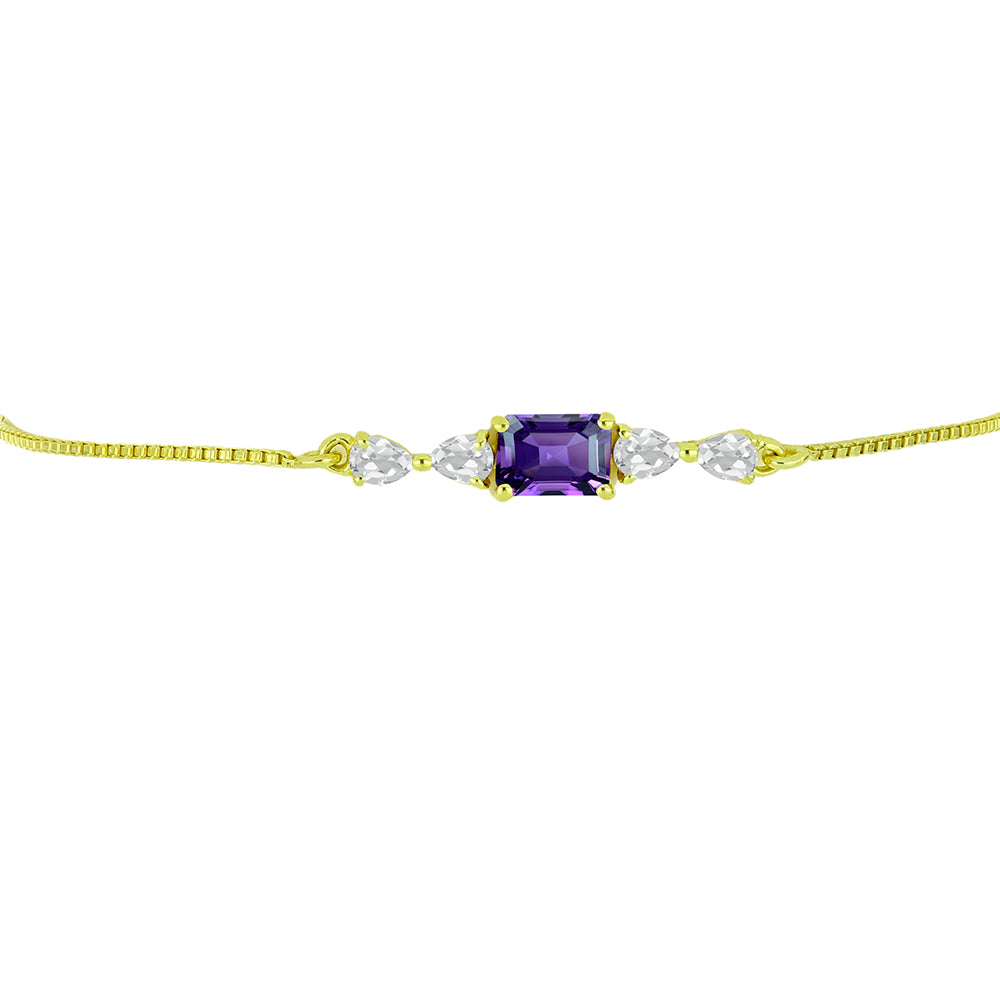 Pulsera de Plata Bañada en Oro con Amatista de Marruecos y Topacio Blanco 2 