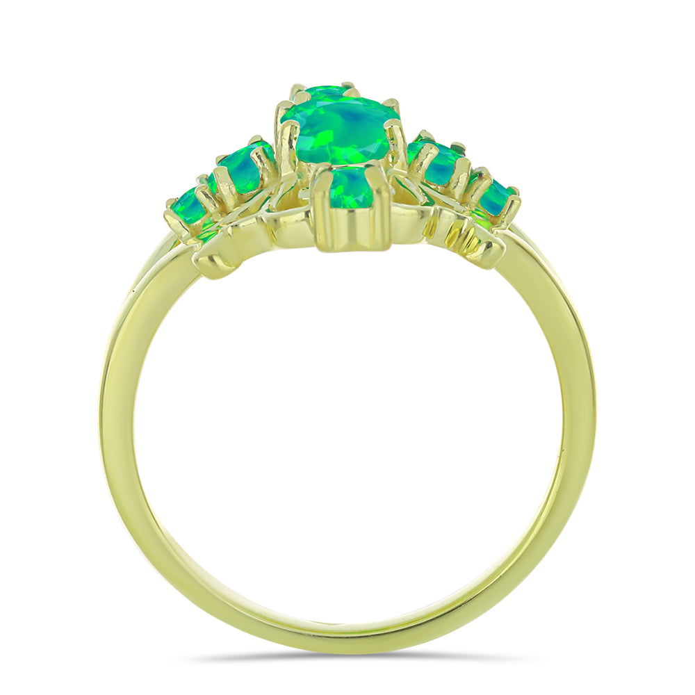 Anillo de Plata Bañada en Oro con Ópalo Verde Etíope de Lega Dembi 2 