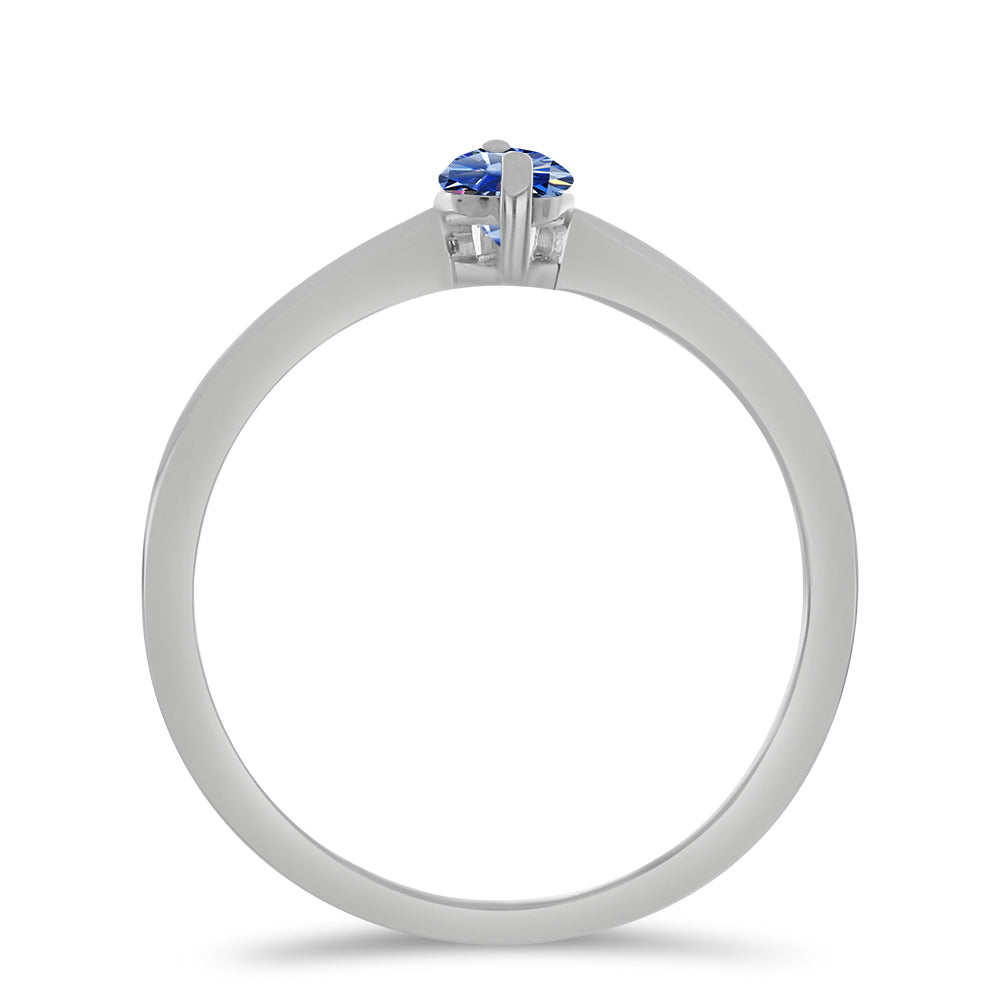 Anillo de Plata con Moisanita azul real certificado y cultivado en laboratorio 2 