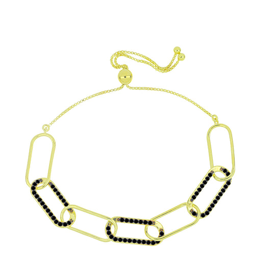 Pulsera de Plata Bañada en Oro con Espinela Negra