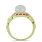 Anillo de Plata Bañada en Oro con Perla de Agua Dulce y Rubí de Madagascar