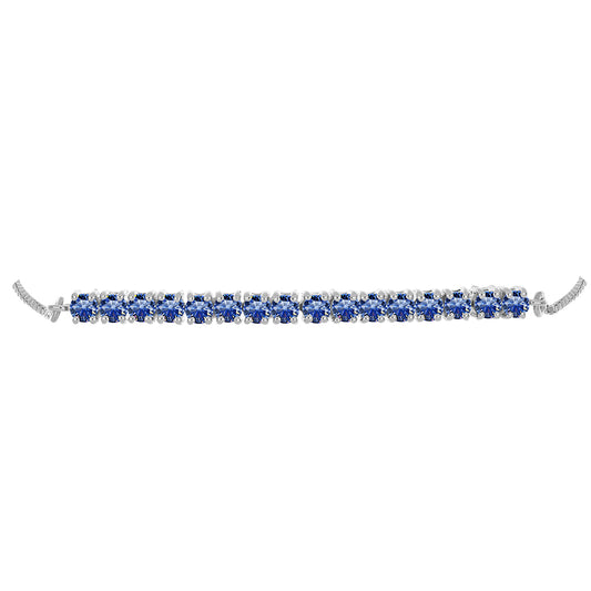 Pulsera de Plata con Moisanita azul real certificado y cultivado en laboratorio
