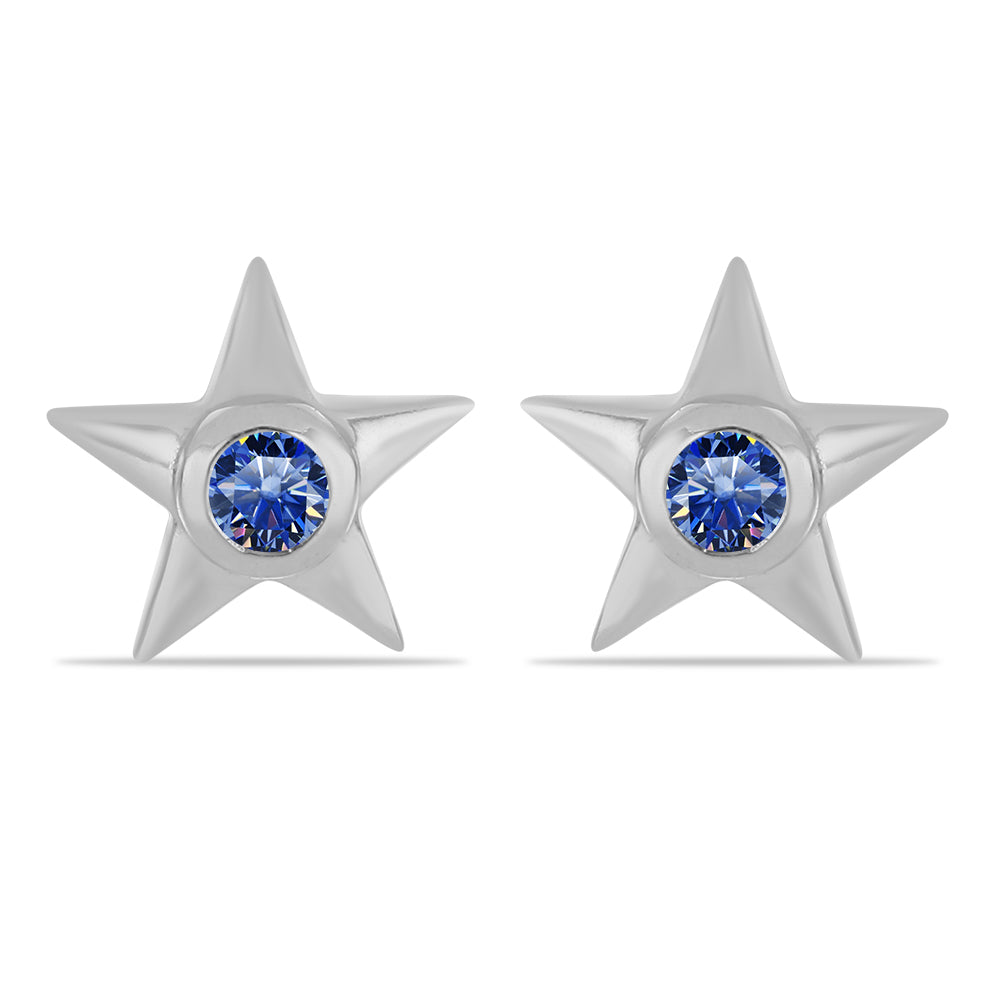 Pendientes de Plata con Moisanita azul real certificado y cultivado en laboratorio
