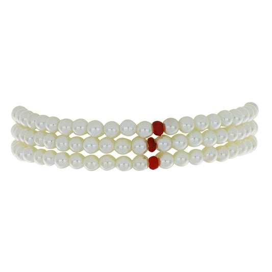 Pulsera de Plata Bañada en Oro con Perla de Agua Dulce y Rubí de Madagascar