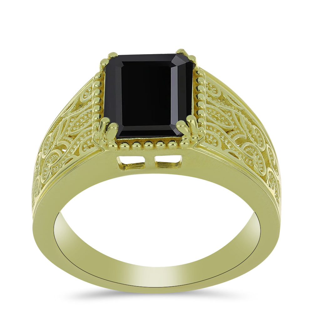 Anillo de Plata Bañada en Oro con Espinela Negra 3 
