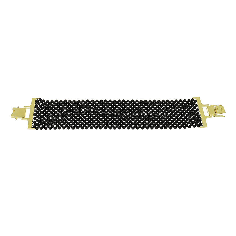 Pulsera de Plata Bañada en Oro con Espinela Negra