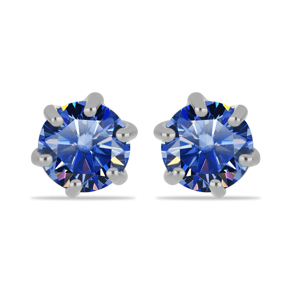 Pendientes de Plata con Moisanita azul real certificado y cultivado en laboratorio