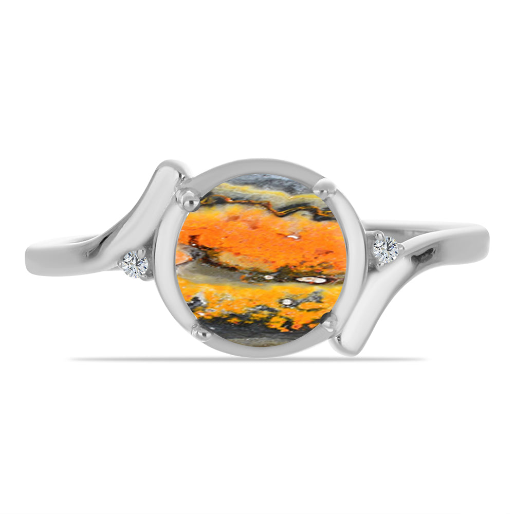 Anillo de Plata con Jasper de Bumble Bee y Topacio Blanco 1 