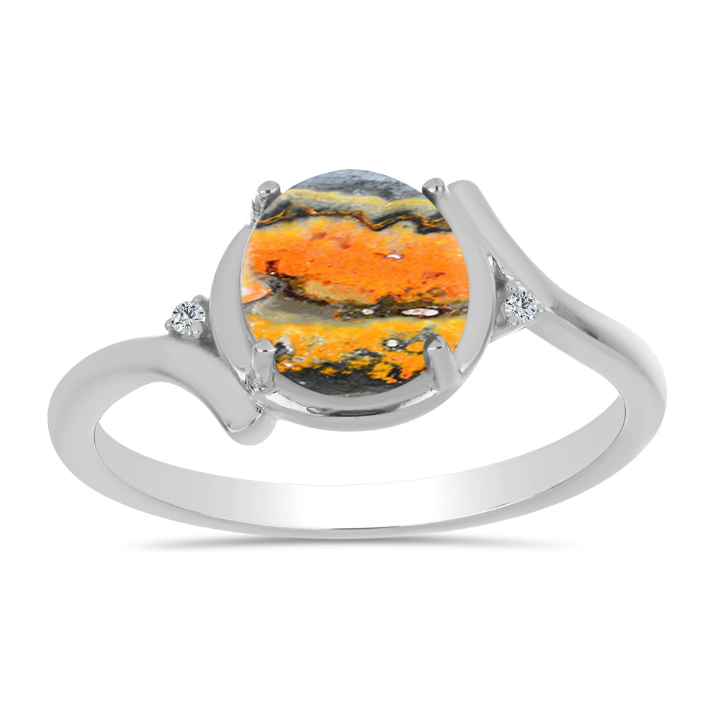 Anillo de Plata con Jasper de Bumble Bee y Topacio Blanco 3 