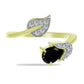 Anillo de Plata Bañada en Oro con Espinela Negra y Topacio Blanco