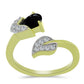 Anillo de Plata Bañada en Oro con Espinela Negra y Topacio Blanco