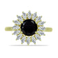 Anillo de Plata Bañada en Oro con Espinela Negra y Topacio Blanco