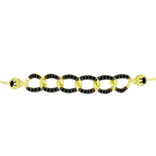Pulsera de Plata Bañada en Oro con Espinela Negra