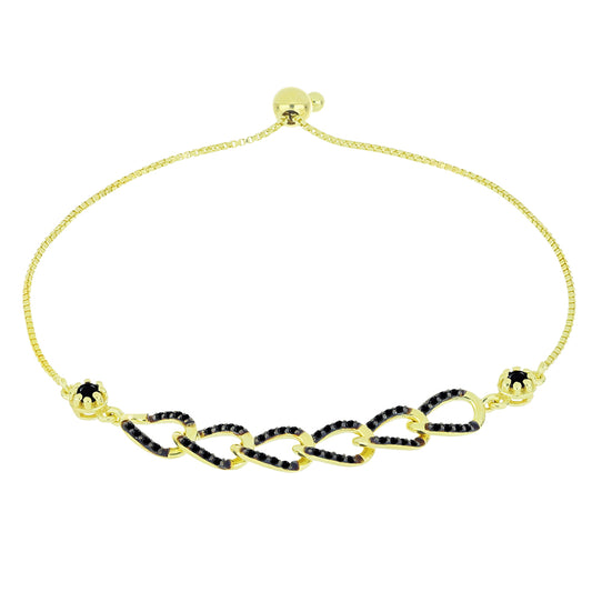 Pulsera de Plata Bañada en Oro con Espinela Negra