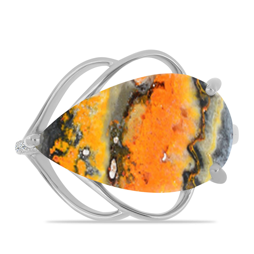 Anillo de Plata con Jasper de Bumble Bee y Topacio Blanco 1 