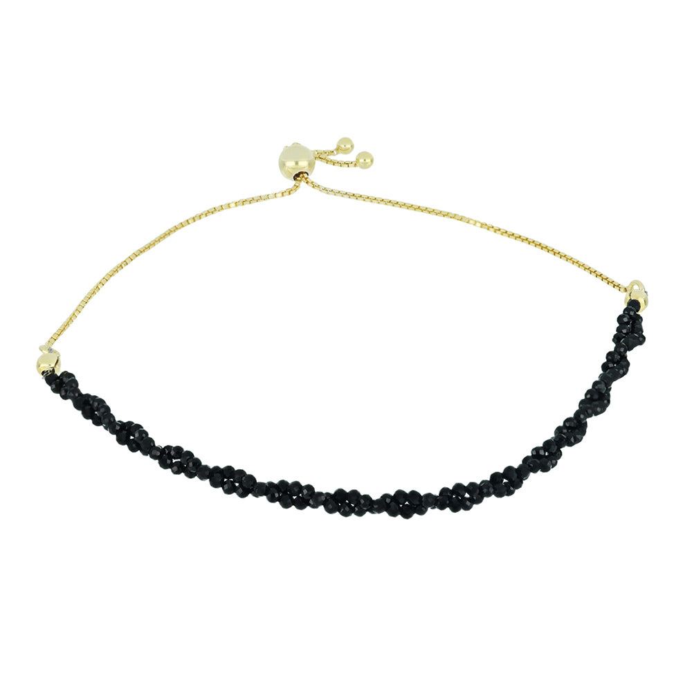 Pulsera de Plata Bañada en Oro con Espinela Negra 1 