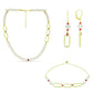 Conjunto de Plata Bañada en Oro con Perla de Agua Dulce y Rubí de Madagascar ( Collar +Pendientes +Pulsera )