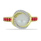 Anillo de Plata Bañada en Oro con Perla de Agua Dulce y Rubí de Madagascar