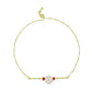 Pulsera de Plata Bañada en Oro con Perla de Agua Dulce y Rubí de Madagascar
