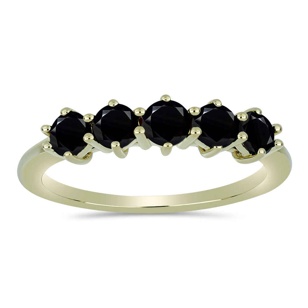 Anillo de Plata Bañada en Oro con Espinela Negra