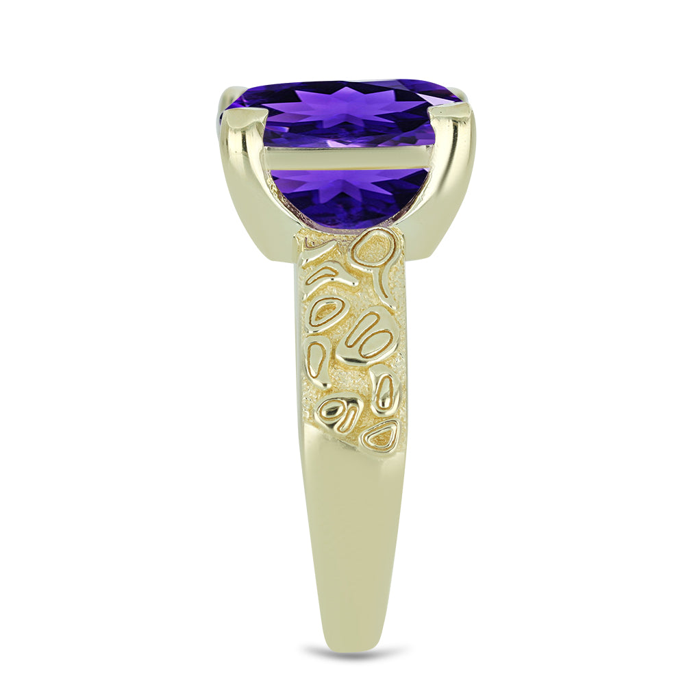 Anillo de Plata Bañada en Oro con Amatista de Marruecos