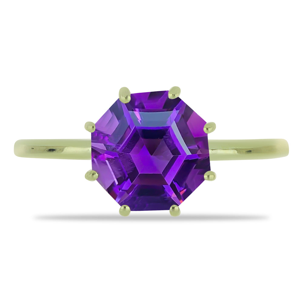 Anillo de Plata Bañada en Oro con Amatista de Marruecos