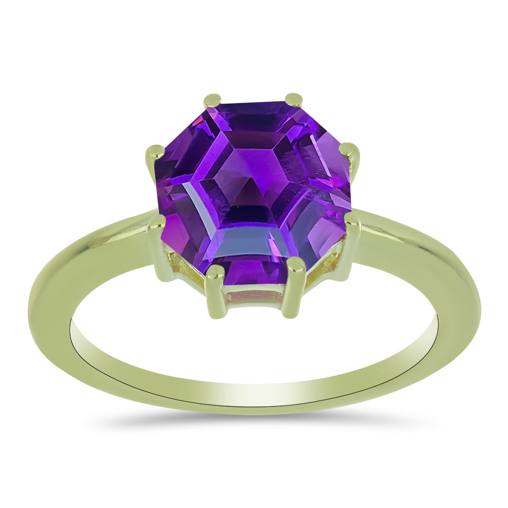Anillo de Plata Bañada en Oro con Amatista de Marruecos 3 