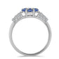 Anillo de Plata con Moisanita azul real certificado y cultivado en laboratorio y Topacio Blanco