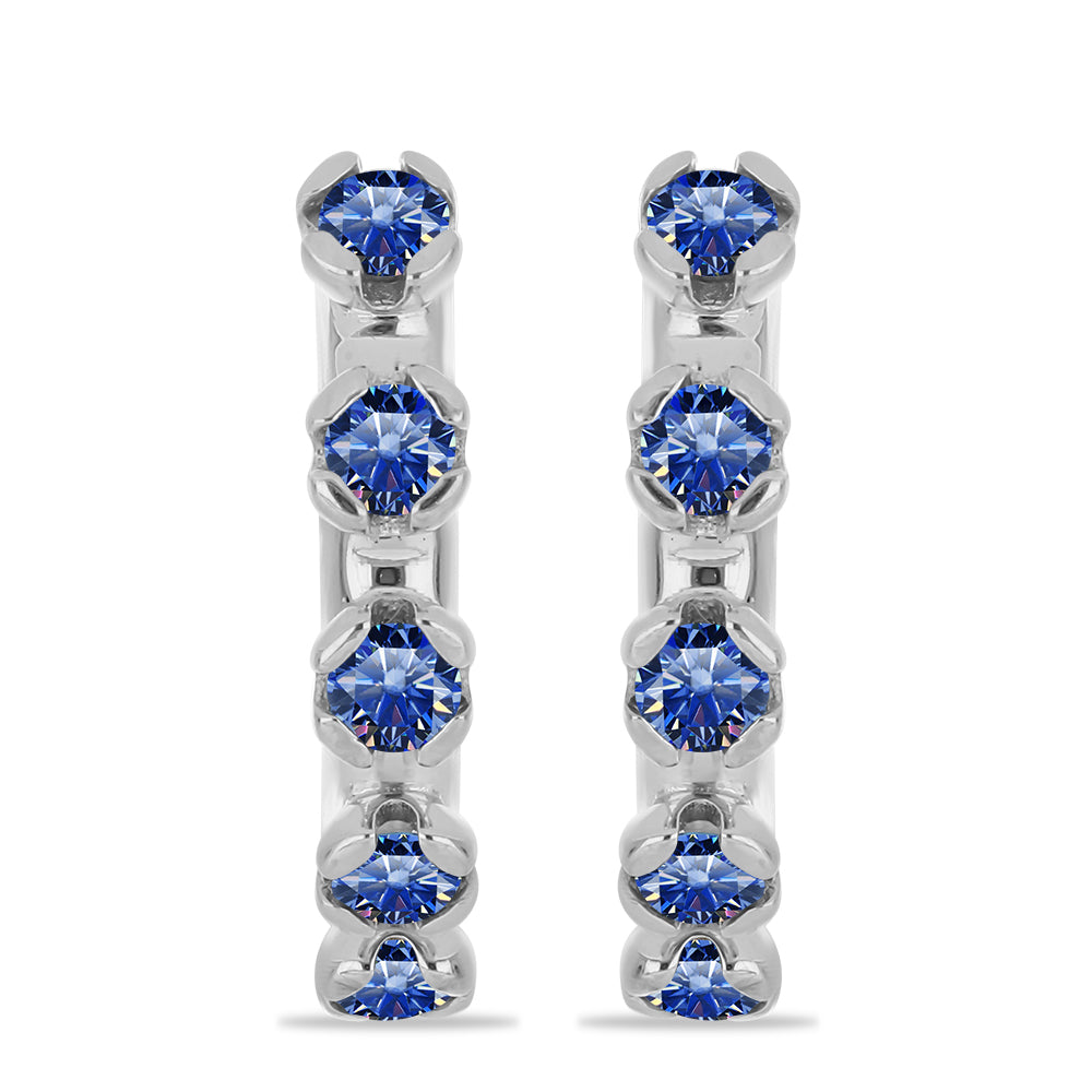 Pendientes de Plata con Moisanita azul real certificado y cultivado en laboratorio