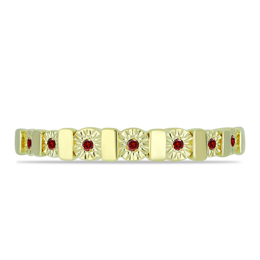 Anillo de Plata Bañada en Oro con Diamante Rojo