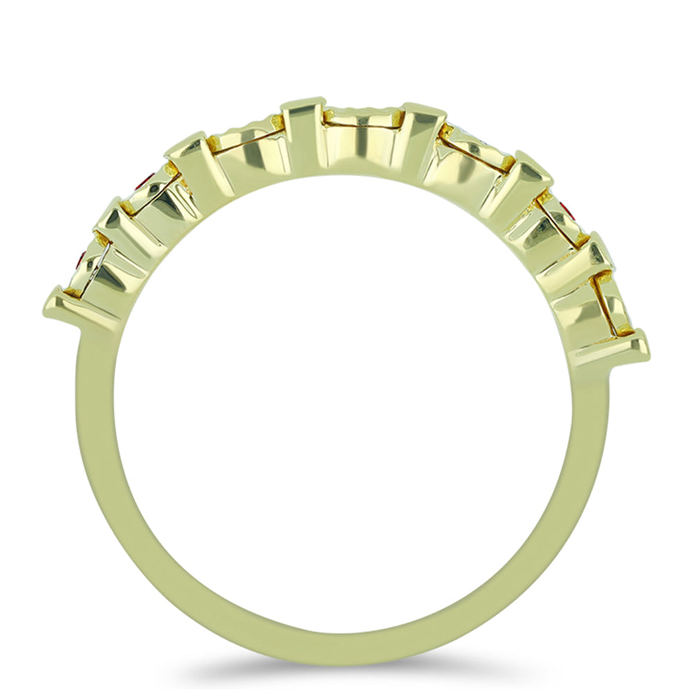 Anillo de Plata Bañada en Oro con Diamante Rojo