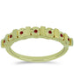 Anillo de Plata Bañada en Oro con Diamante Rojo