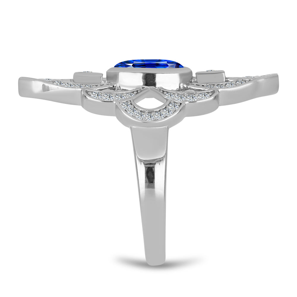 Anillo de Plata con Zafiro Azul Australiano y Topacio Blanco