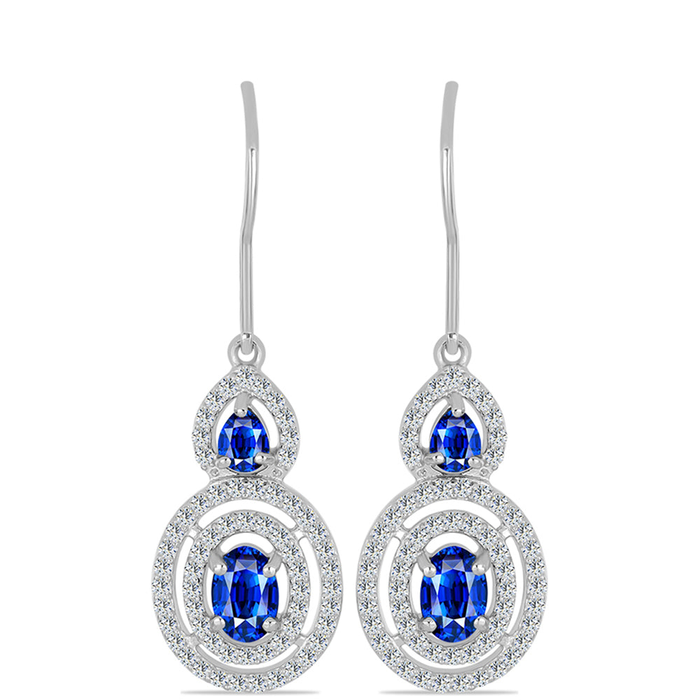 Pendientes de Plata con Zafiro Azul Australiano y Topacio Blanco