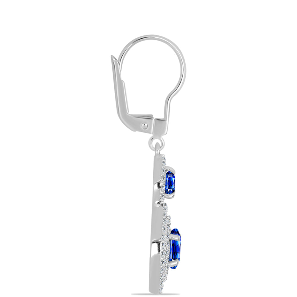 Pendientes de Plata con Zafiro Azul Australiano y Topacio Blanco