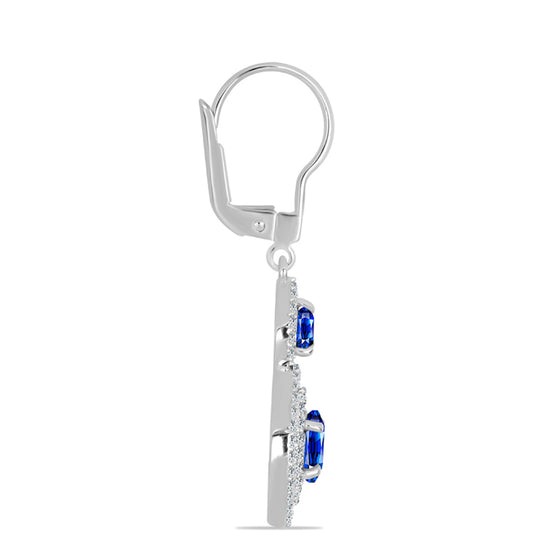 Pendientes de Plata con Zafiro Azul Australiano y Topacio Blanco