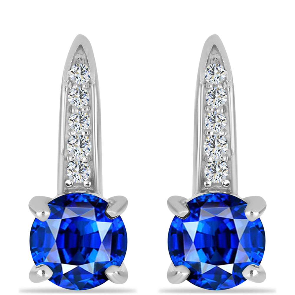 Pendientes de Plata con Zafiro Azul Australiano y Topacio Blanco